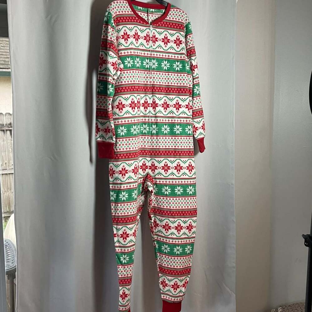 Jammies For Your Families Fair Isle Snowflake Union Suit Size L